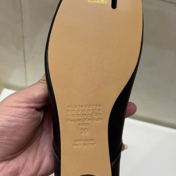 Maison Margiela Tabi Ballet Flats Black Size 39 US 9 w/ Elastic Band Japan - Picture 3 of 6